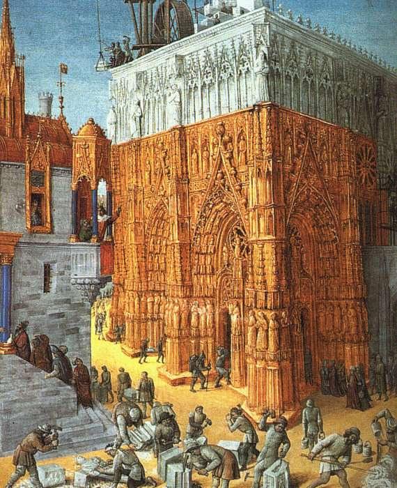 FOUQUET, Jean The Building of a Cathedral dfh France oil painting art